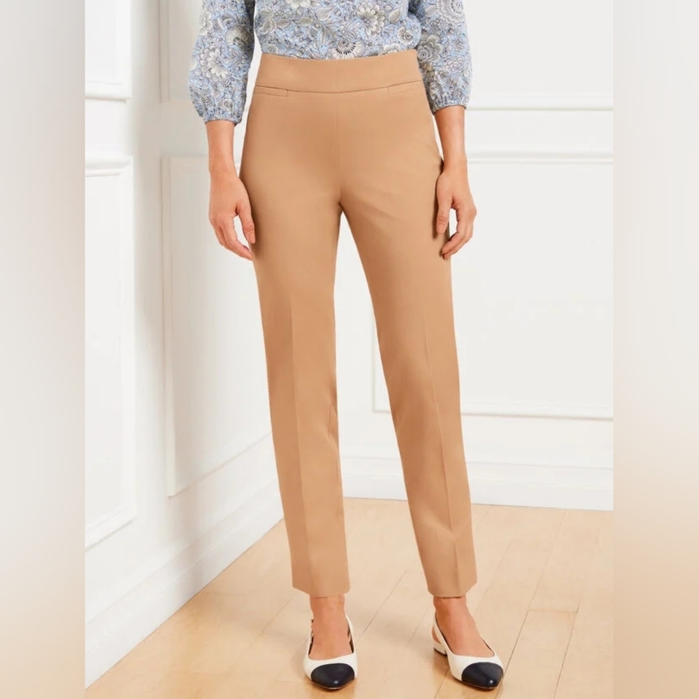 Talbots Chatham Cotton Bi-Stretch Slim Ankle Pants Size 6 Camel Tan Color